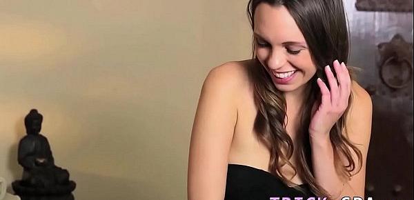  Massaged babe tricked to suck